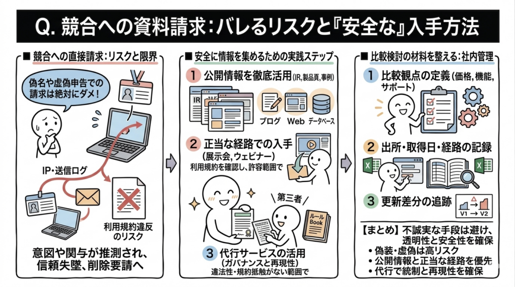 Q.競合に資料請求しても大丈夫?バレるリスクと安全な入手方法は?