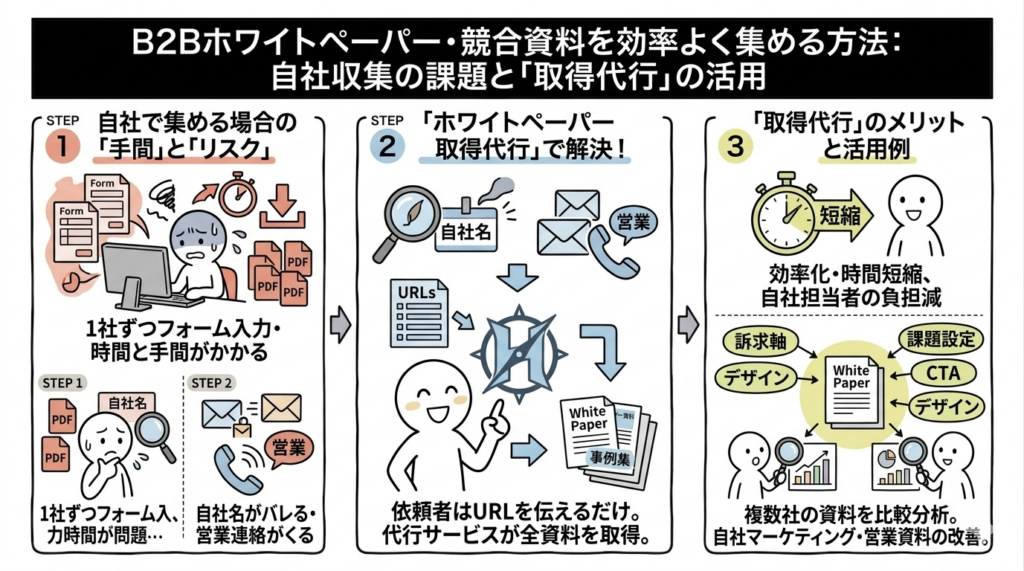 Q.ホワイトペーパー取得代行とは？BtoB資料を効率よく集める方法は？
