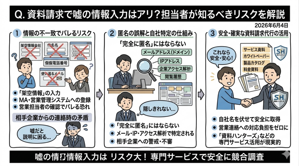 Q.資料請求で嘘の情報を入力してもいい？企業担当者が知るべきリスクは？