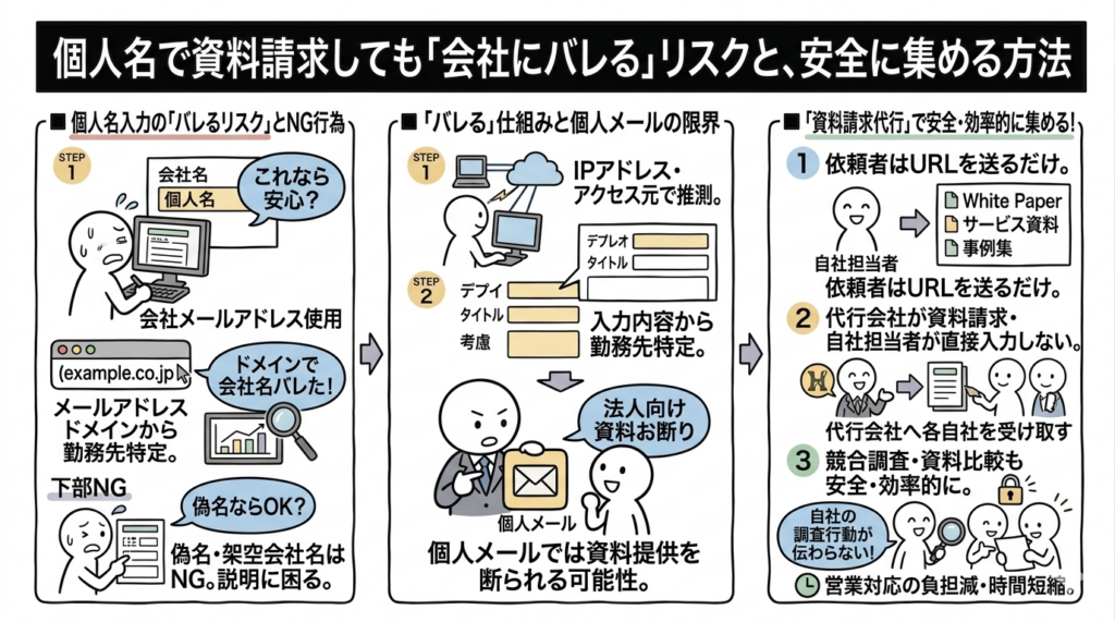Q.個人名で資料請求すると会社にバレる?BtoBフォーム入力の注意点は?