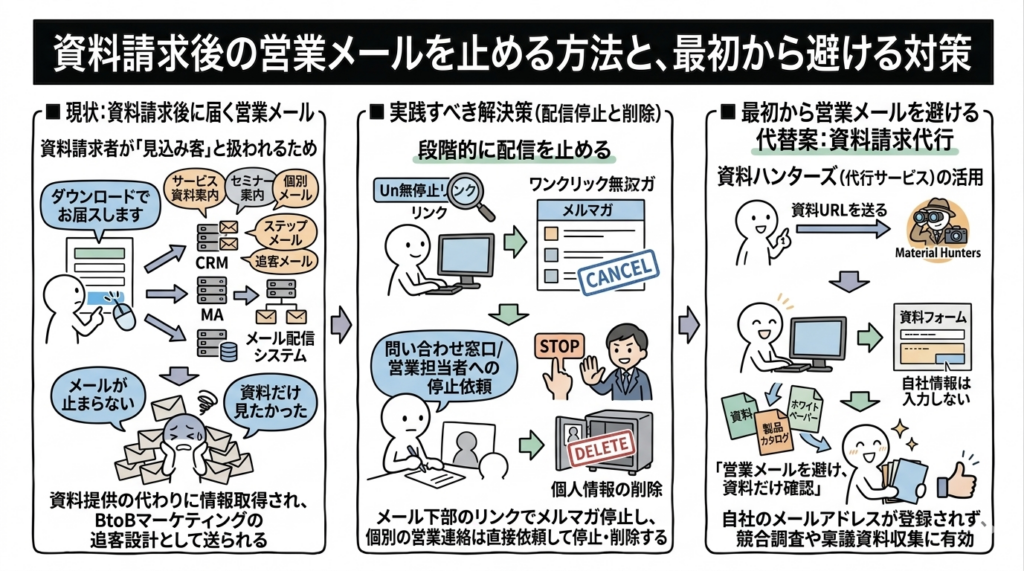 Q.資料請求後に営業メールは止まらなくなる？配信停止する方法は？