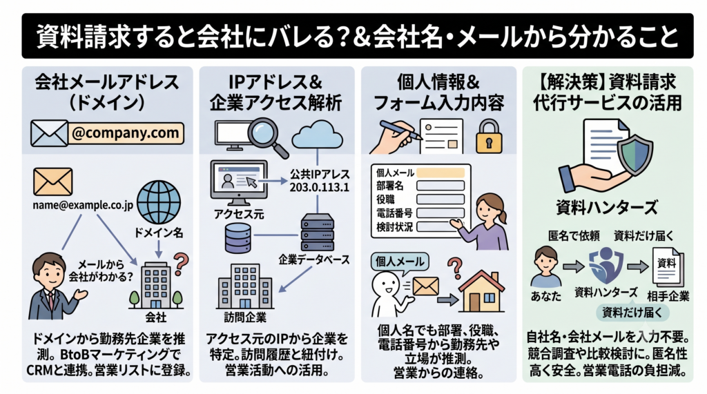 Q.資料請求すると会社にバレる？会社名やメールアドレスから分かることは？